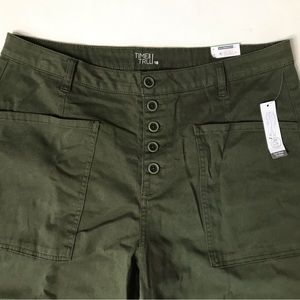 Time And Tru Olive Green High Rise Utility Pants size 18